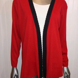 254. Misook Red & Black Cardigan - PXL - B34